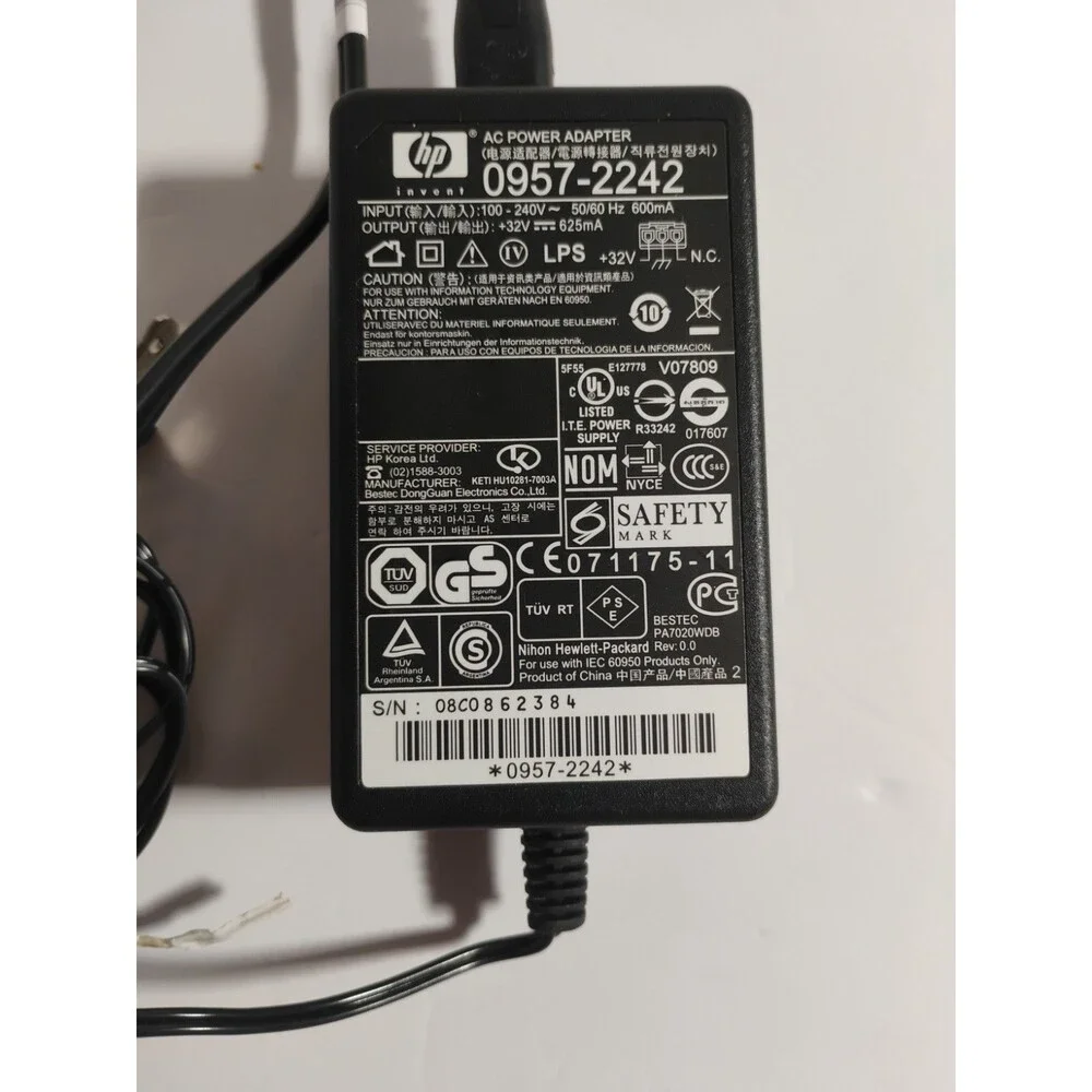 HP 0957-2242 AC Power Adapter for Printer Used Tested Works 32 volt 625 mA